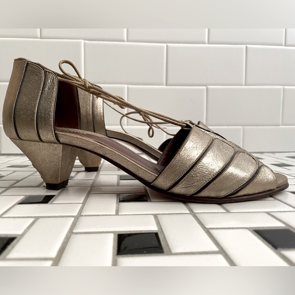 Anthropologie Luiza Perea Deco Heels - Silver Peep Toe Heels - Picture 5 of 9